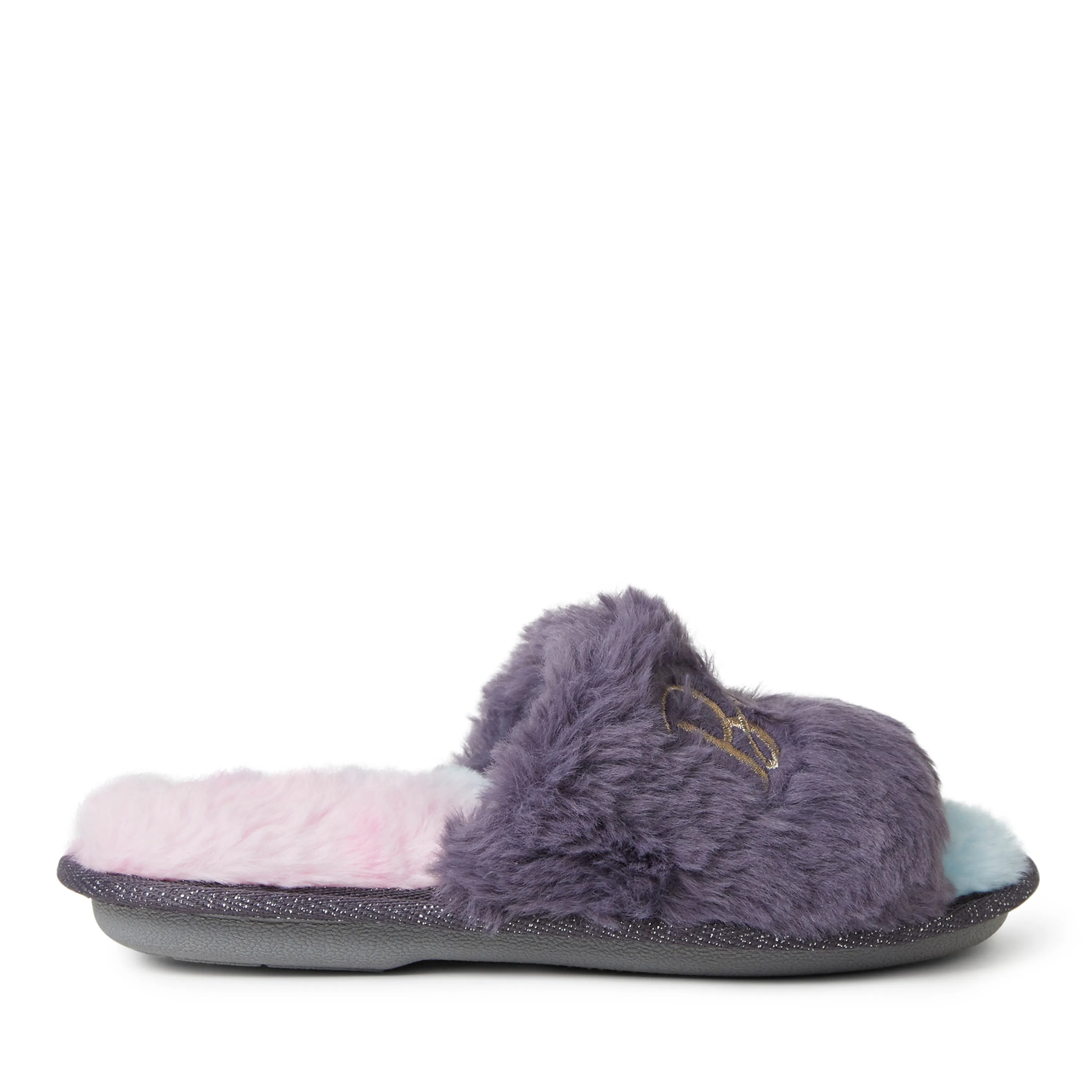 Dearfoams Kid's Lana Slide Slipper with Slogan