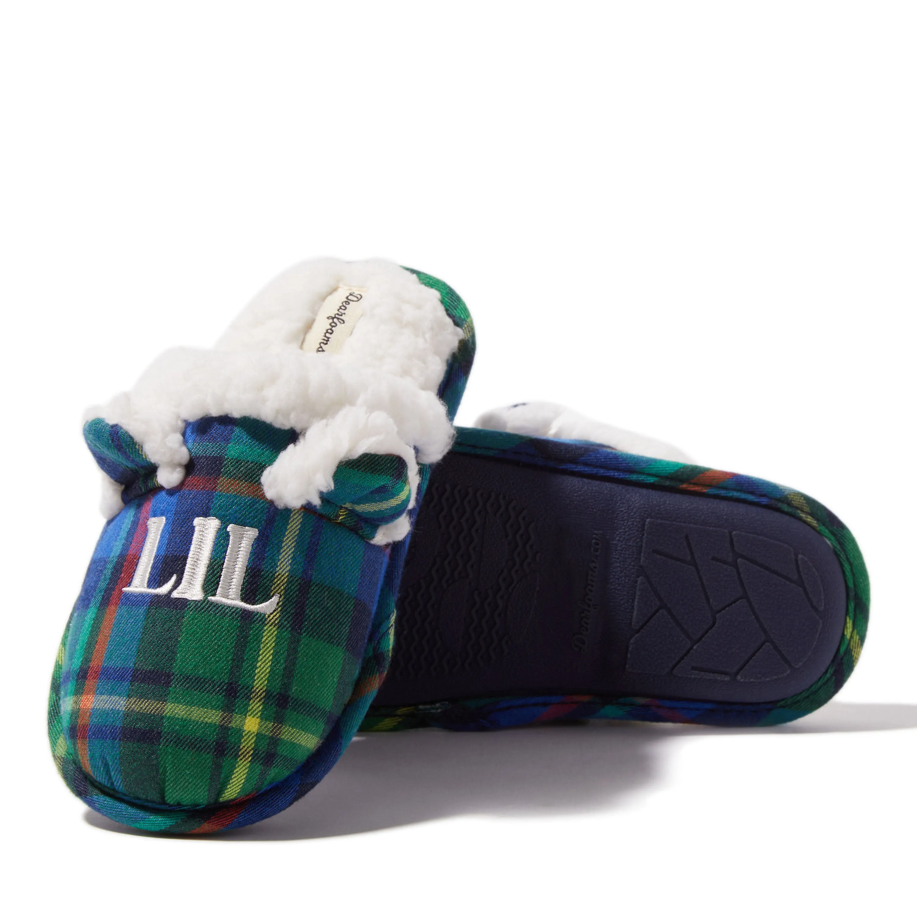 Dearfoams Kids Lil Bear Plaid Scuff Slipper