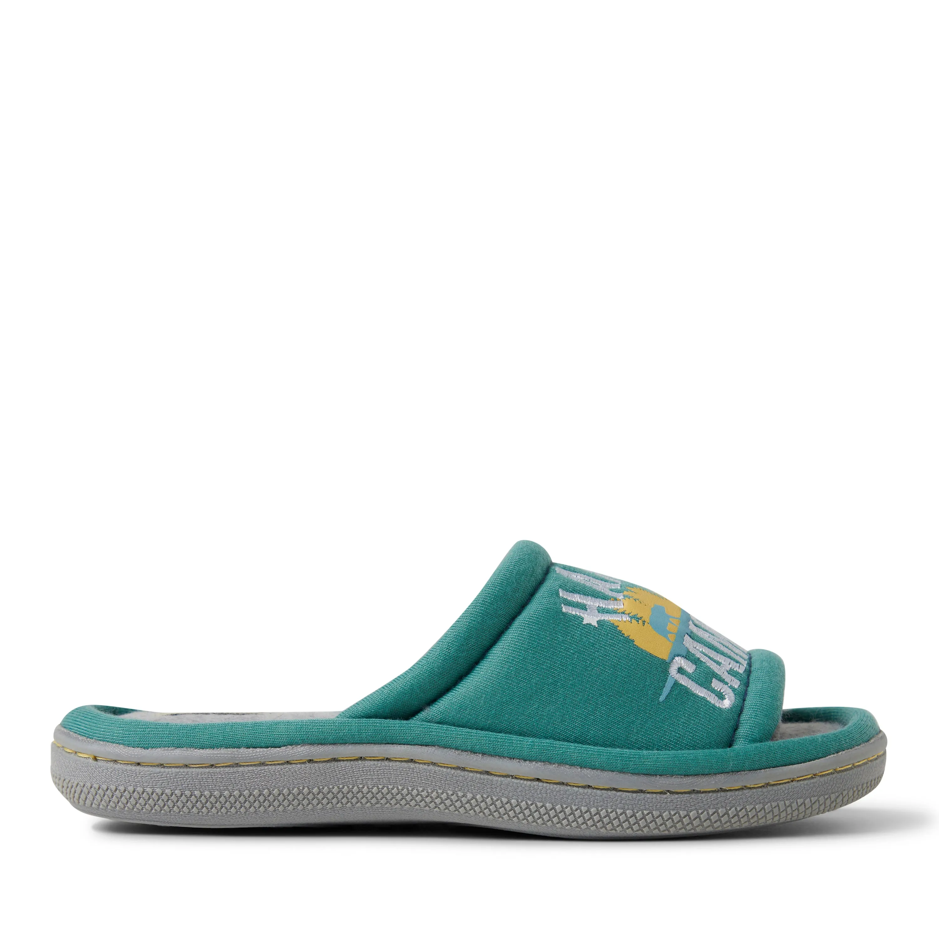 Dearfoams Kids Unisex Lennox Happy Camper Sweatshirt Slide Slipper