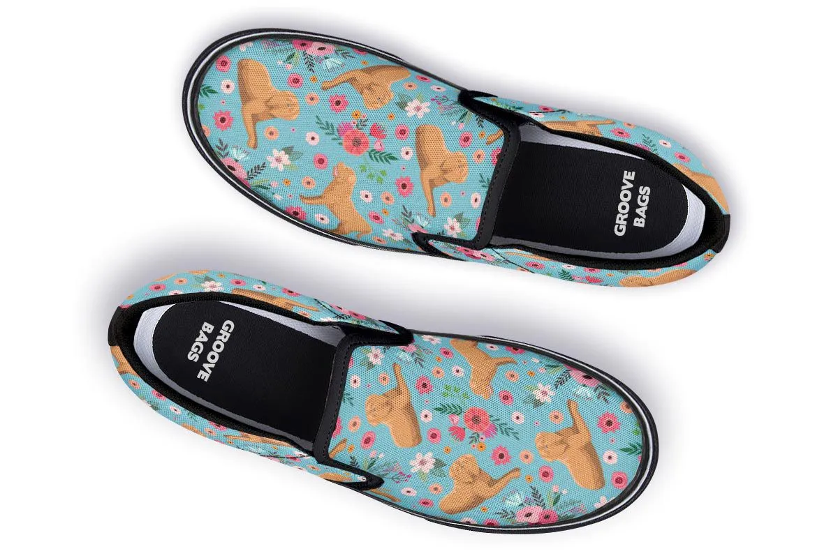 Doguede Bordeaux Flower Slip-On Shoes