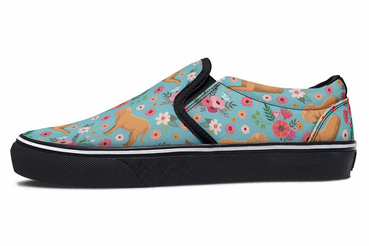 Doguede Bordeaux Flower Slip-On Shoes