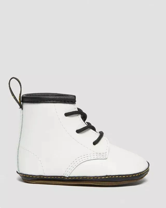 Dr. Martens 1460 Crib Bootie Baby 3 White Leather Round Toe Ankle Boots ERK296 (White,3)