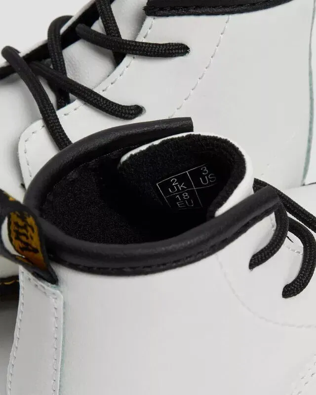 Dr. Martens 1460 Crib Bootie Baby 3 White Leather Round Toe Ankle Boots ERK296 (White,3)
