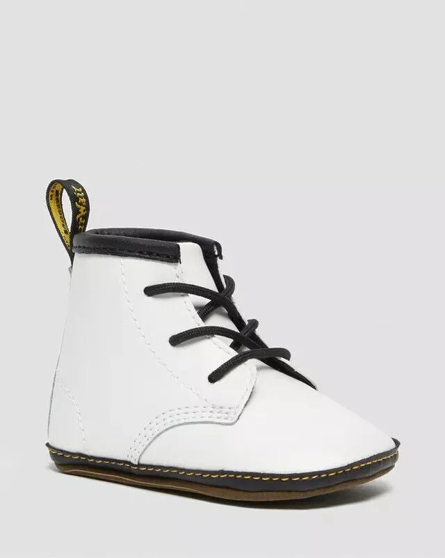 Dr. Martens 1460 Crib Bootie Baby 3 White Leather Round Toe Ankle Boots ERK296 (White,3)