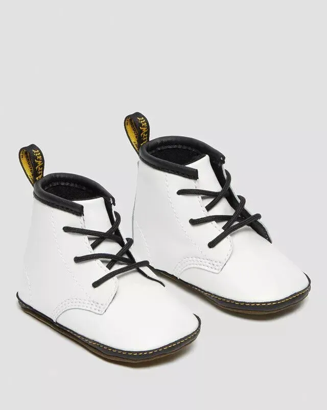 Dr. Martens 1460 Crib Bootie Baby 3 White Leather Round Toe Ankle Boots ERK296 (White,3)
