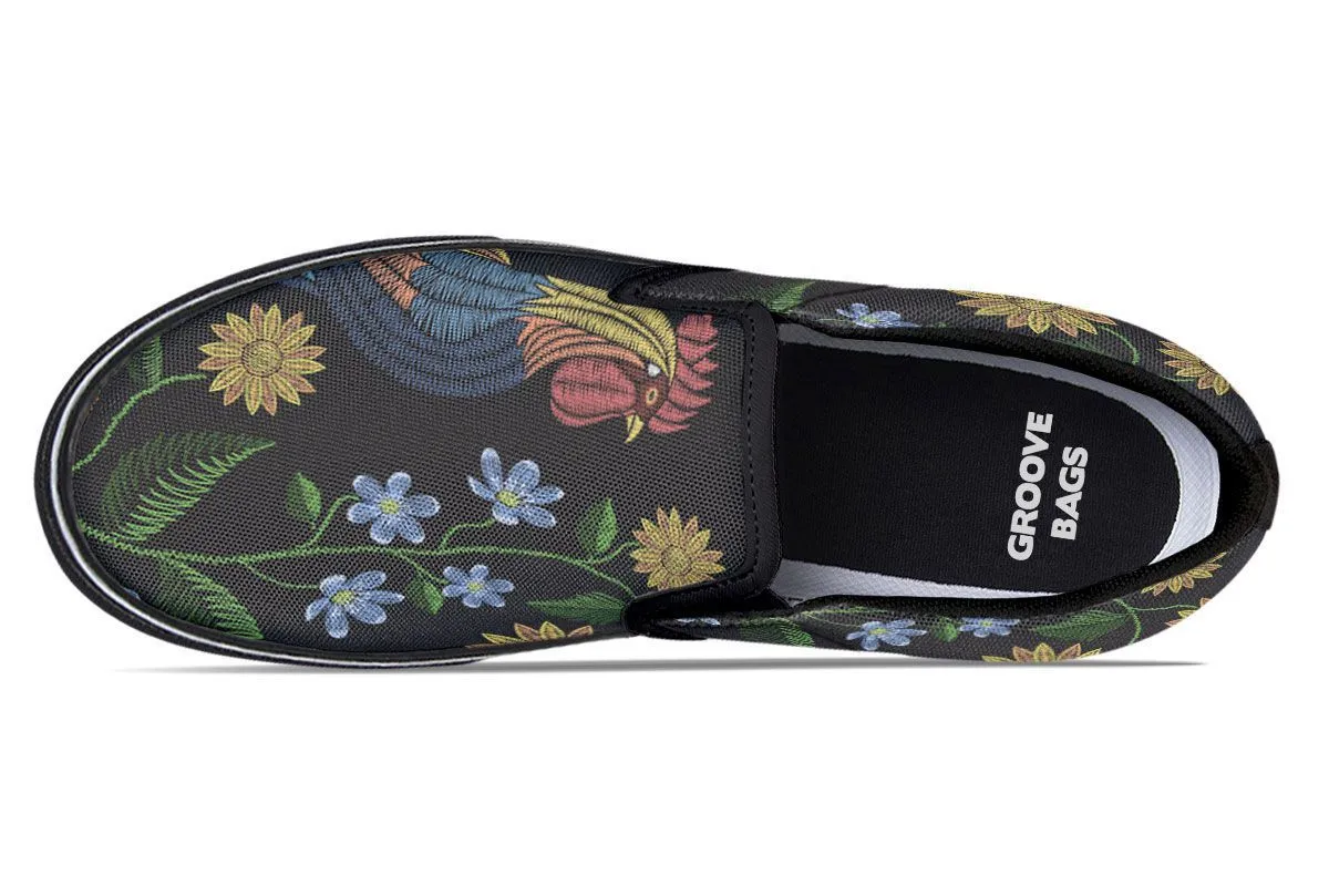 Embroidery Chicken Slip-On Shoes