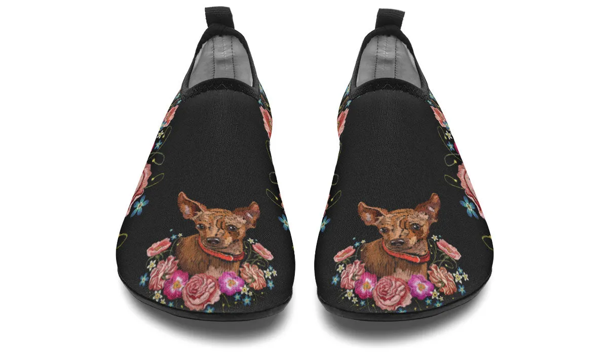 Embroidery Chihuahua Aqua Barefoot Shoes