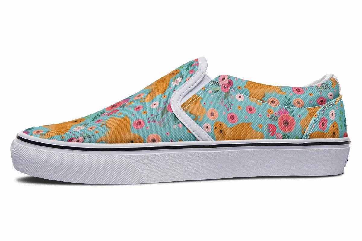 English Cocker Spaniel Flower Slip-On Shoes