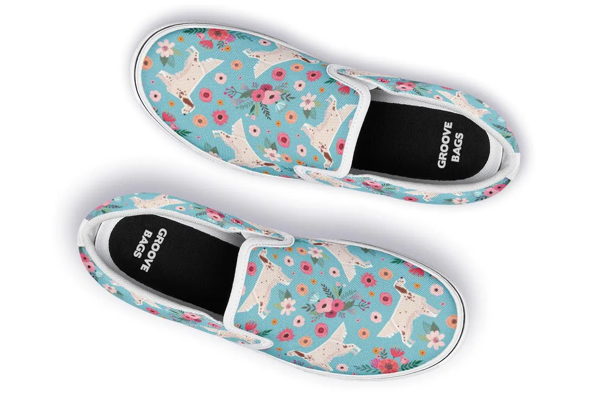English Setter Flower Slip-On Shoes