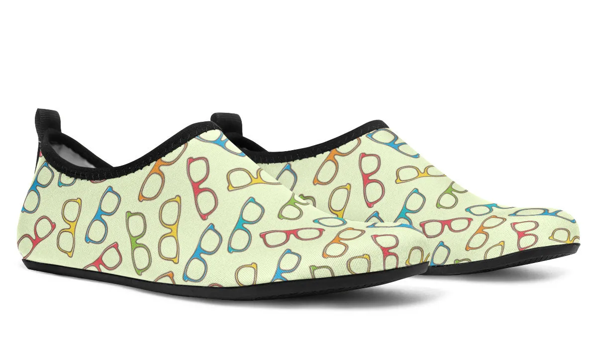 Eye Glasses Pattern Aqua Barefoot Shoes