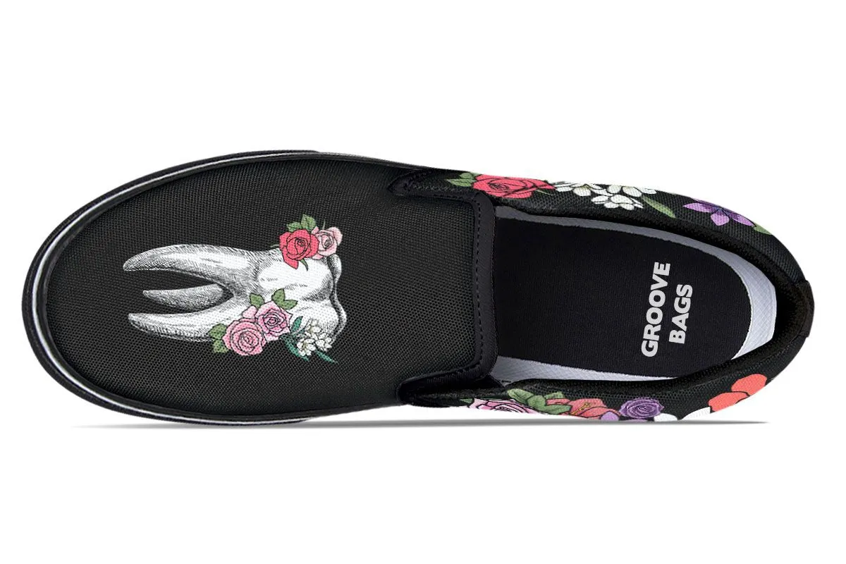 Floral Anatomy Tooth Slip-On Shoes