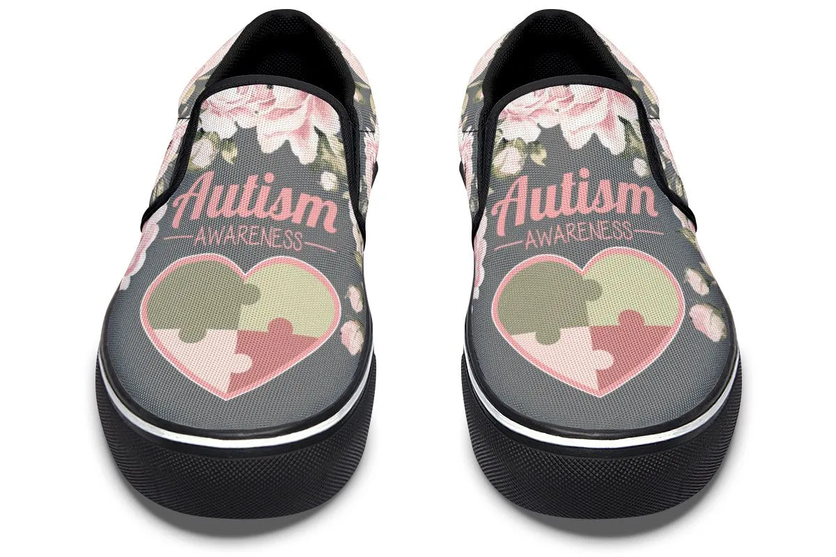 Floral Autism Awareness Slip-On Shoes