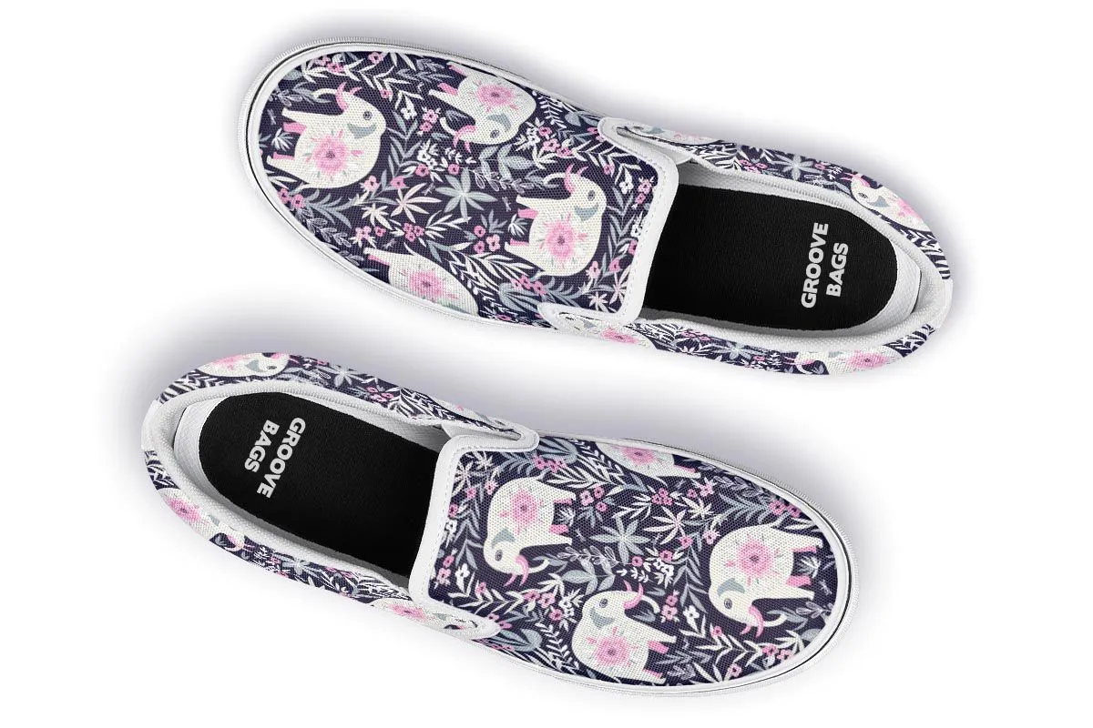 Floral Elephant Slip-On Shoes