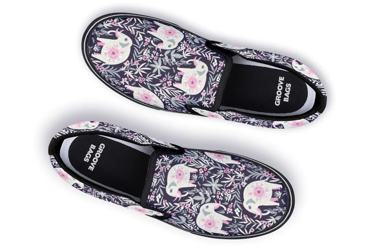 Floral Elephant Slip-On Shoes