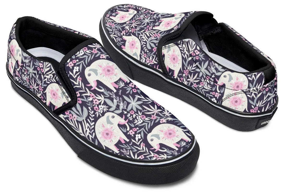 Floral Elephant Slip-On Shoes