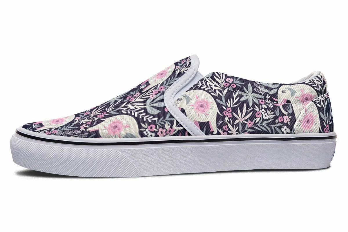 Floral Elephant Slip-On Shoes