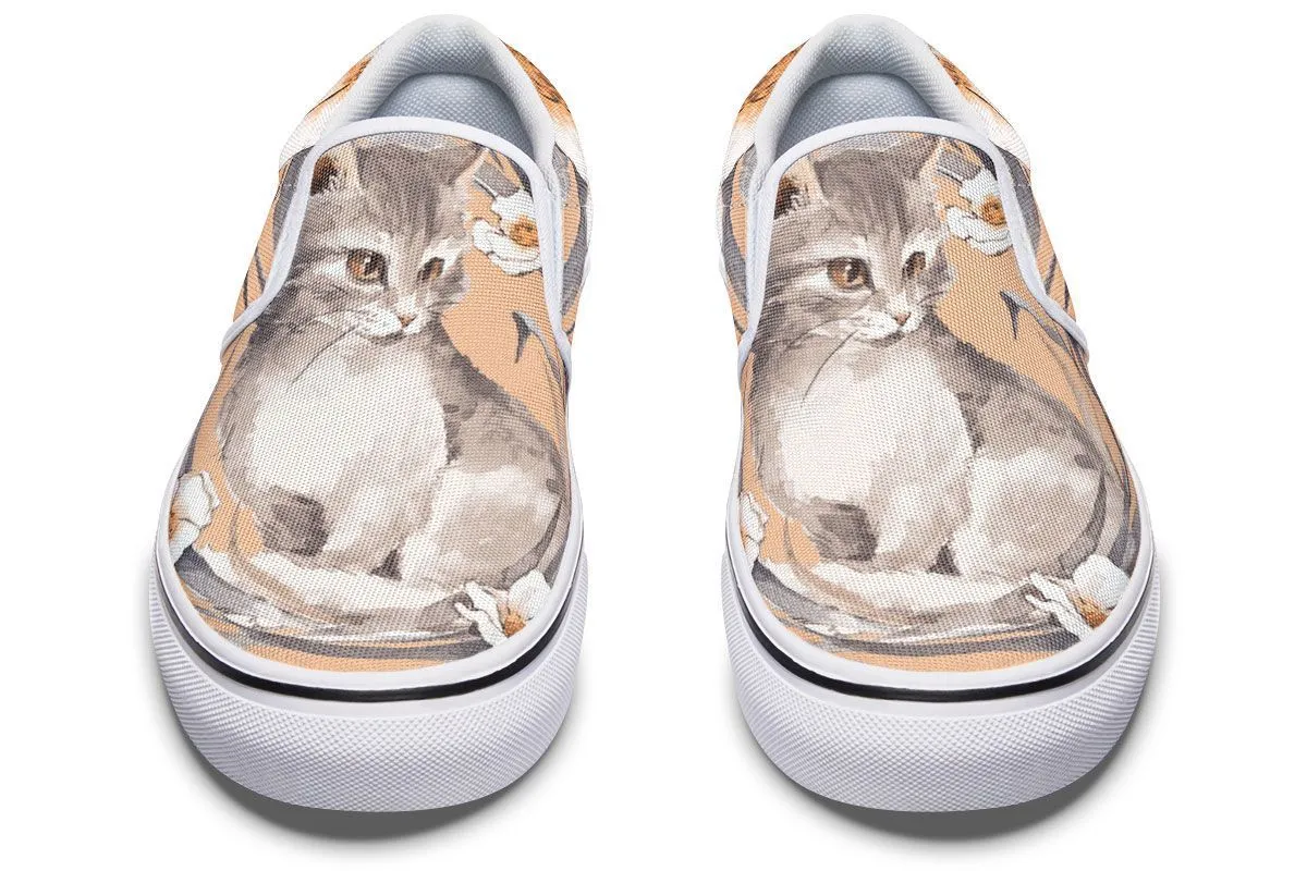 Floral Kitten Slip-On Shoes