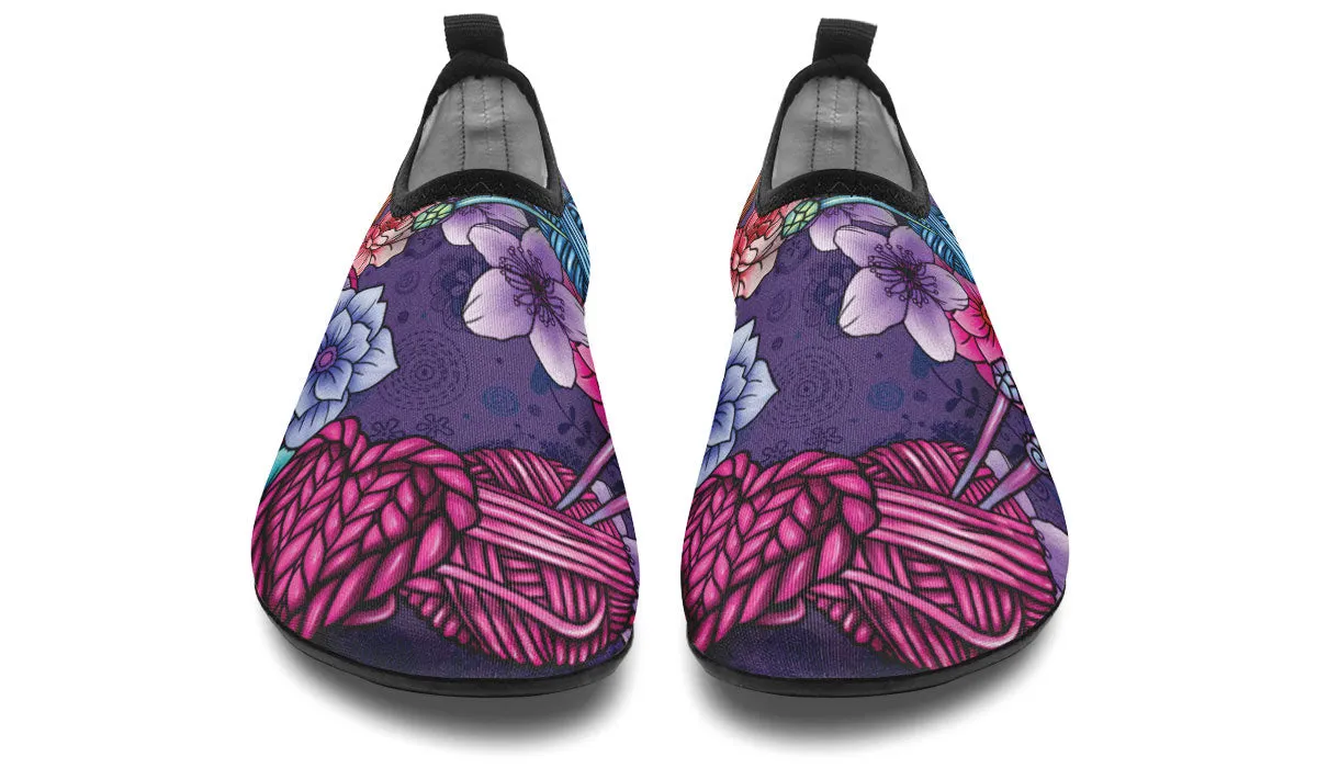 Floral Knitting Aqua Barefoot Shoes