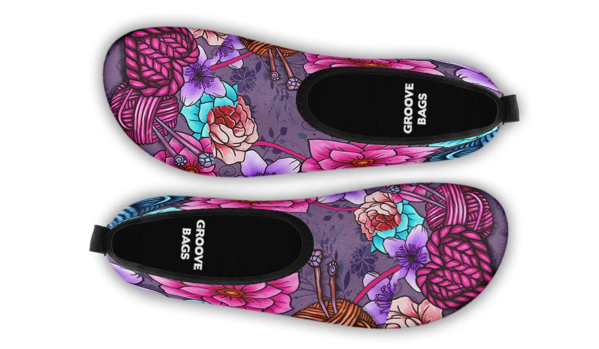 Floral Knitting Athletic Aqua Barefoot Shoes