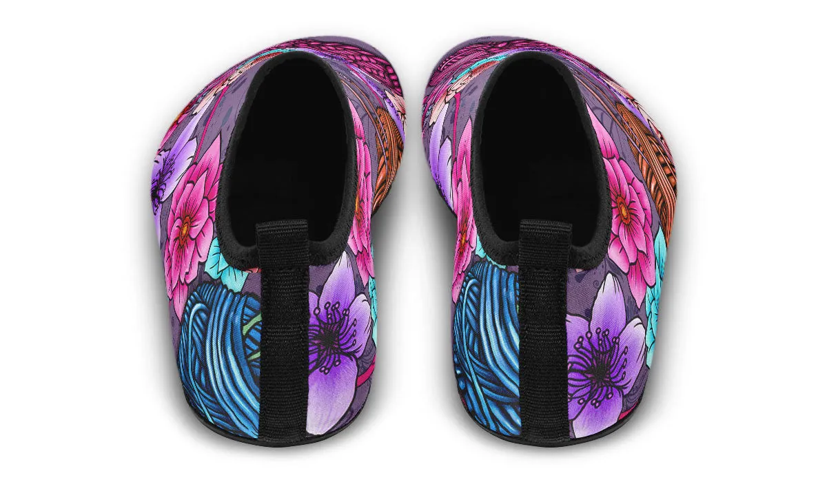 Floral Knitting Athletic Aqua Barefoot Shoes