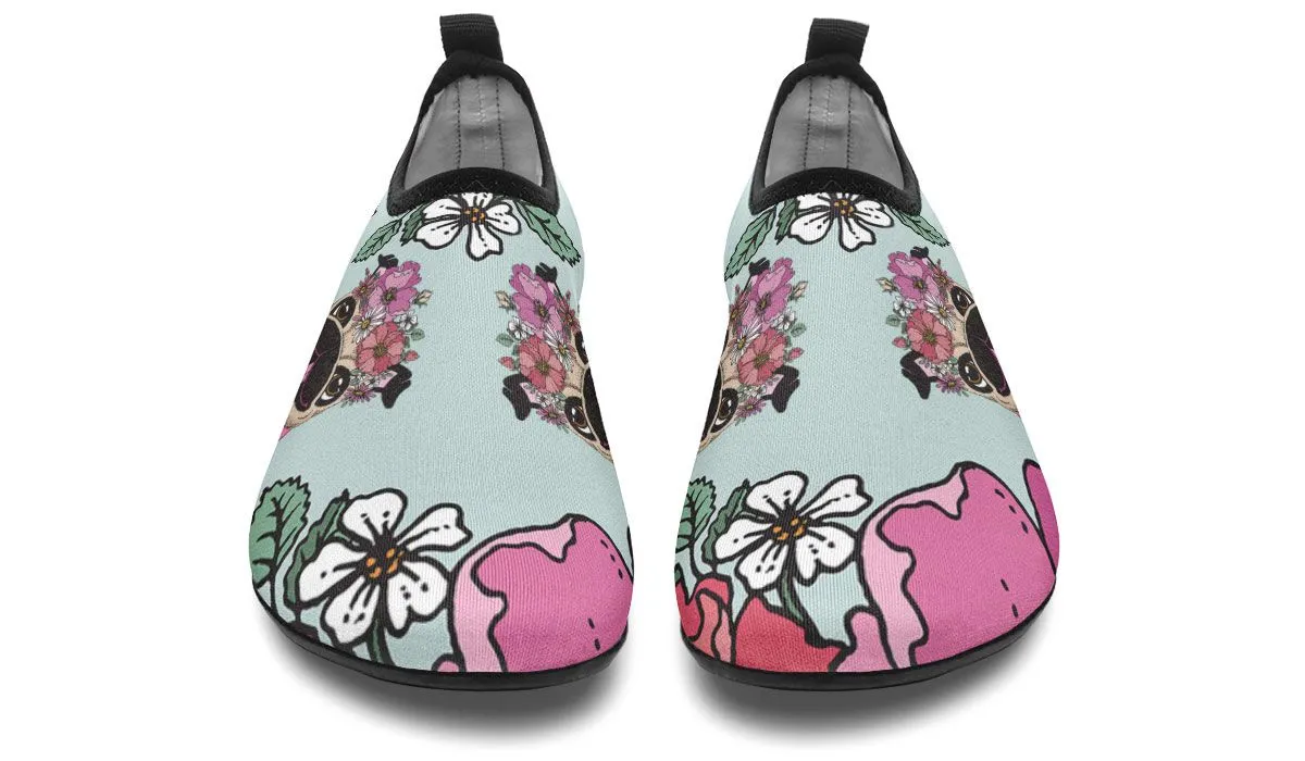 Floral Pug Athletic Aqua Barefoot Shoes