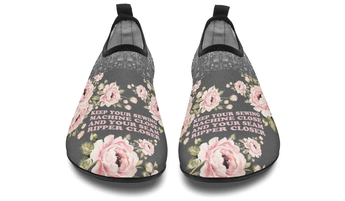 Floral Sewing Aqua Barefoot Shoes