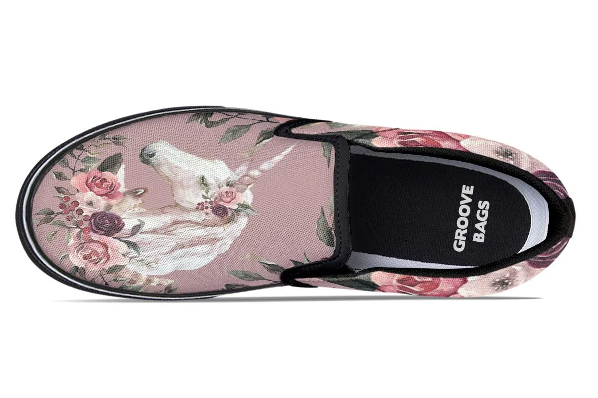 Floral Unicorn Slip-On Shoes