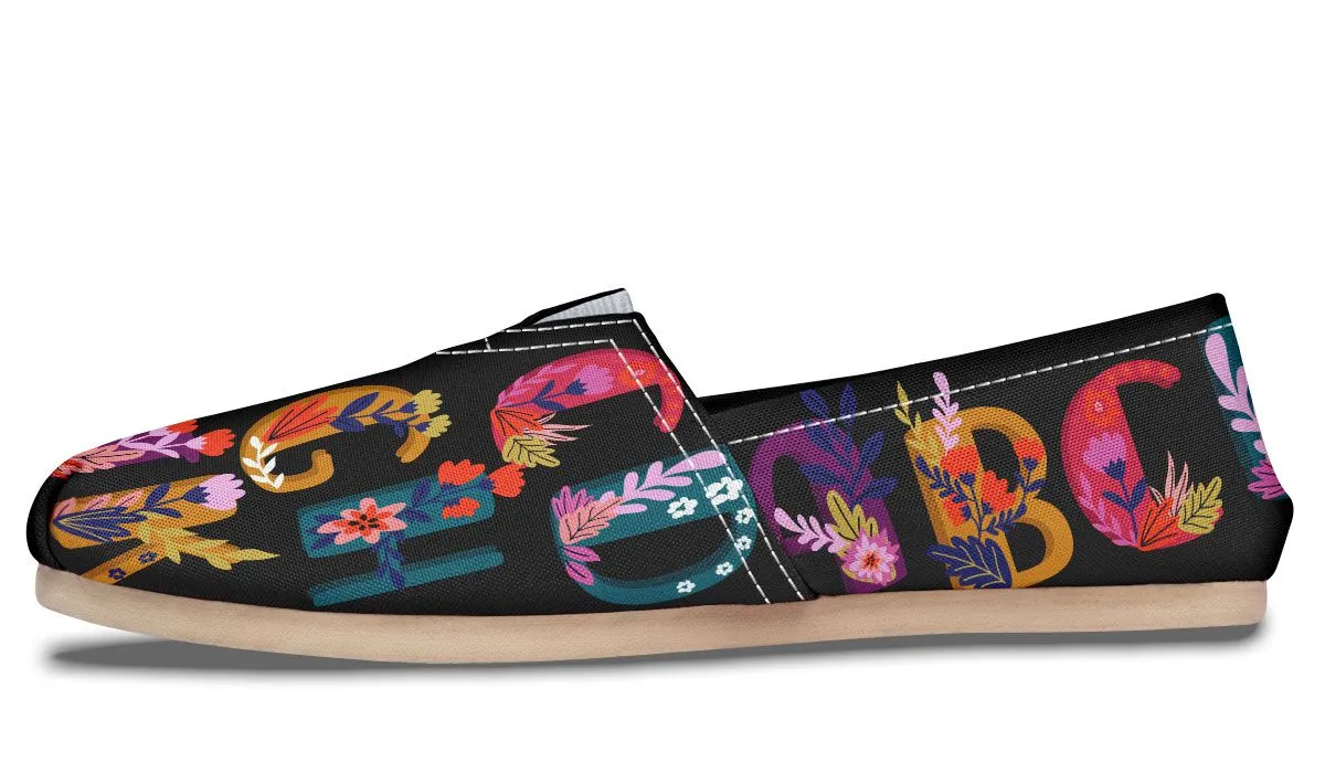 Folk Floral Alphabet Casual Shoes
