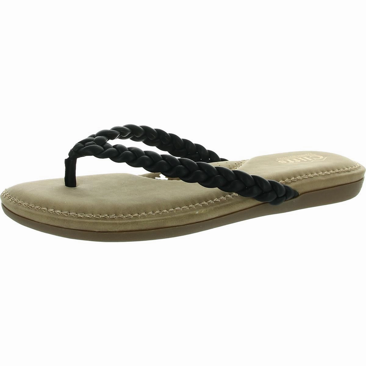Freedom Womens Faux Leather Braided Flip-Flops