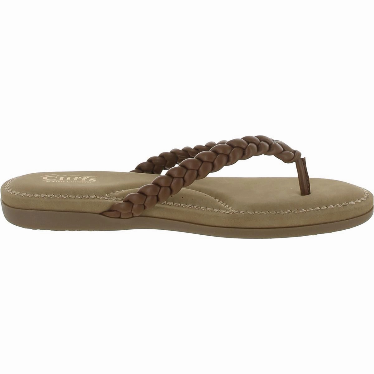 Freedom Womens Faux Leather Braided Flip-Flops