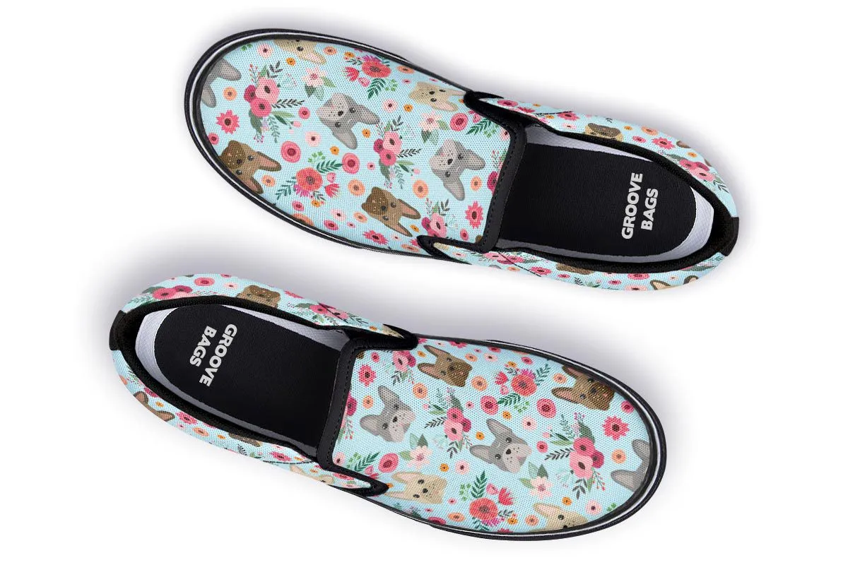 French Bulldog Flower Slip-On Shoes