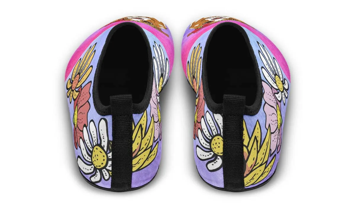 Fun Floral Australian Shepard Aqua Barefoot Shoes