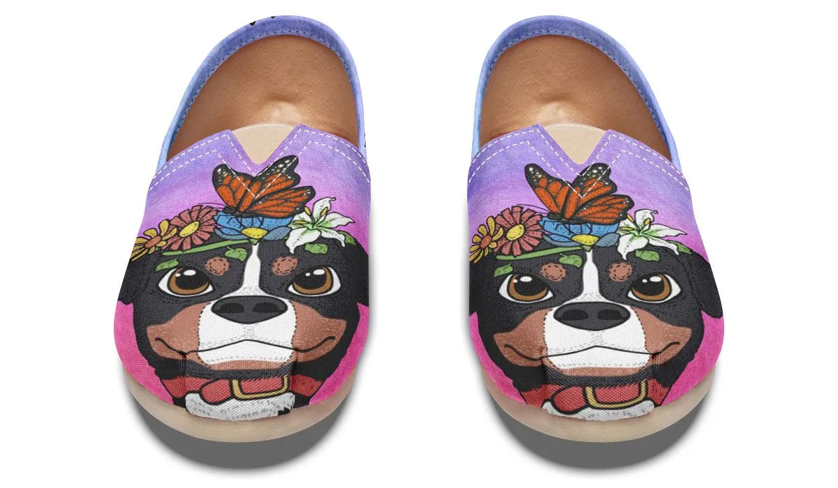Fun Floral Bernese Mountain Casual Shoes