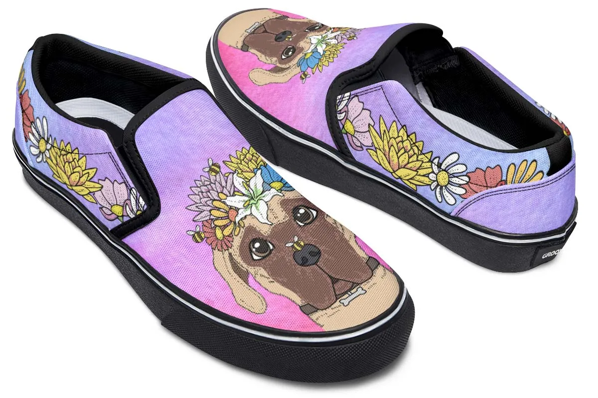 Fun Floral Great Dane Slip-On Shoes