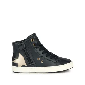 Geox Kalispera Sneakers Girls Kids US 3.5 Black High Top Lifestyle Shoes FZP376