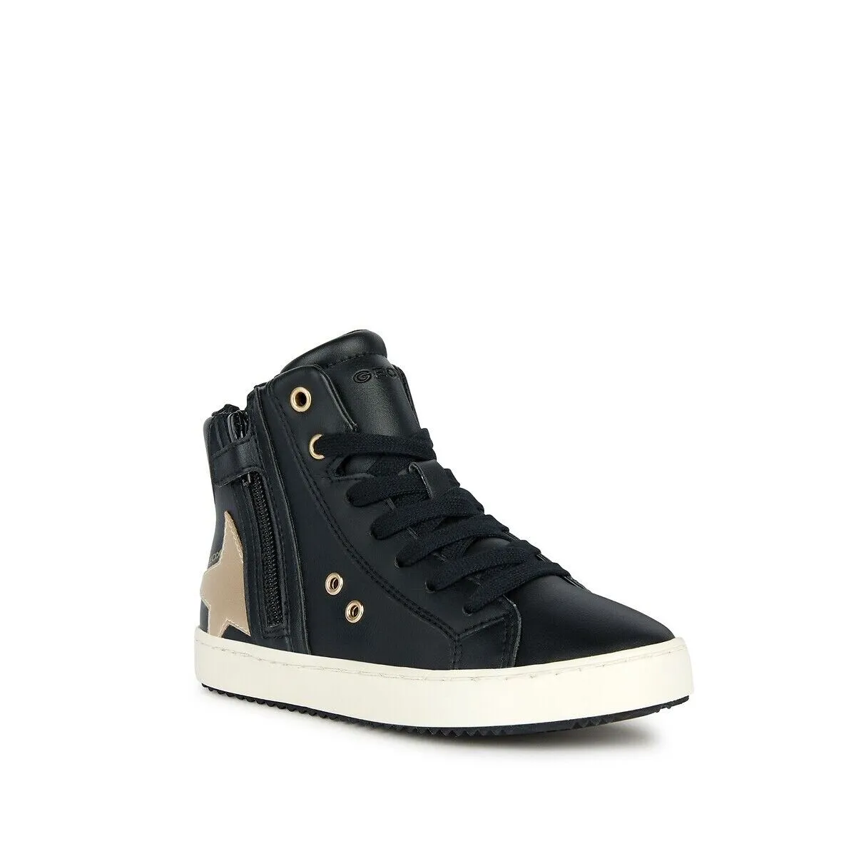 Geox Kalispera Sneakers Girls Kids US 3.5 Black High Top Lifestyle Shoes FZP376