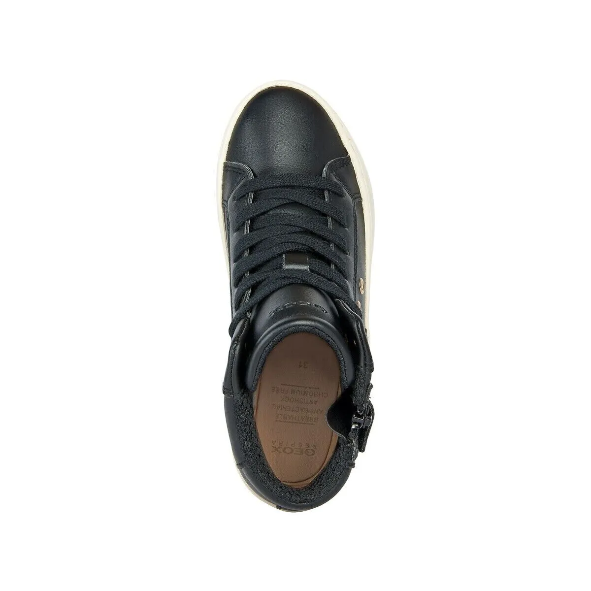 Geox Kalispera Sneakers Girls Kids US 3.5 Black High Top Lifestyle Shoes FZP376