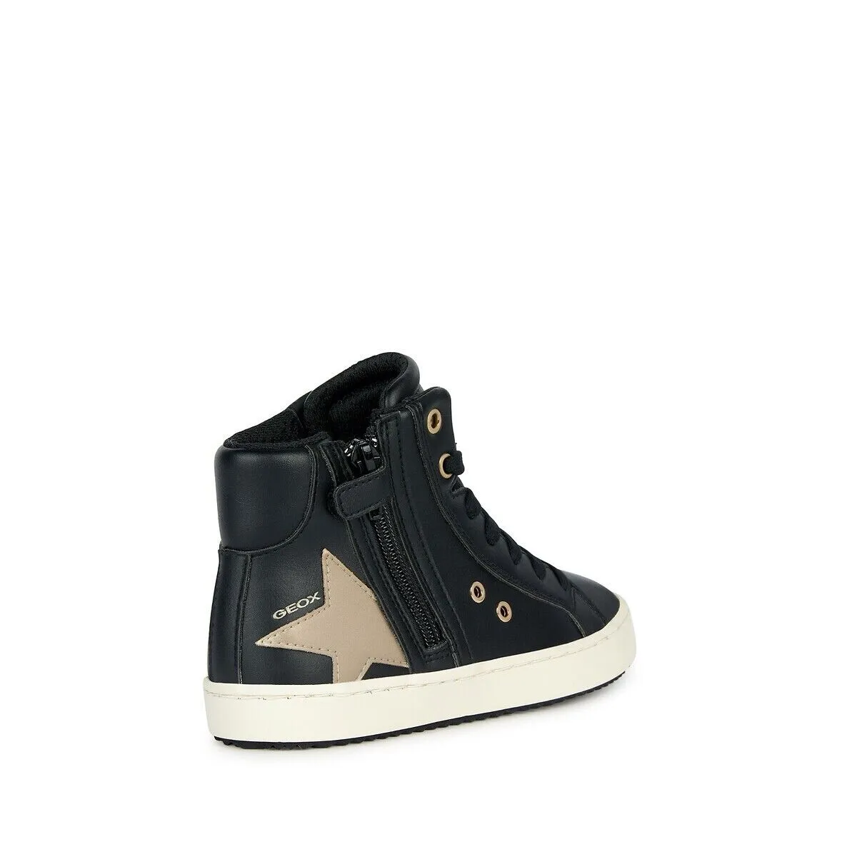 Geox Kalispera Sneakers Girls Kids US 3.5 Black High Top Lifestyle Shoes FZP376