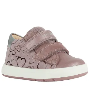 Geox Rose Biglia Hearts Velcro Leather Sneaker