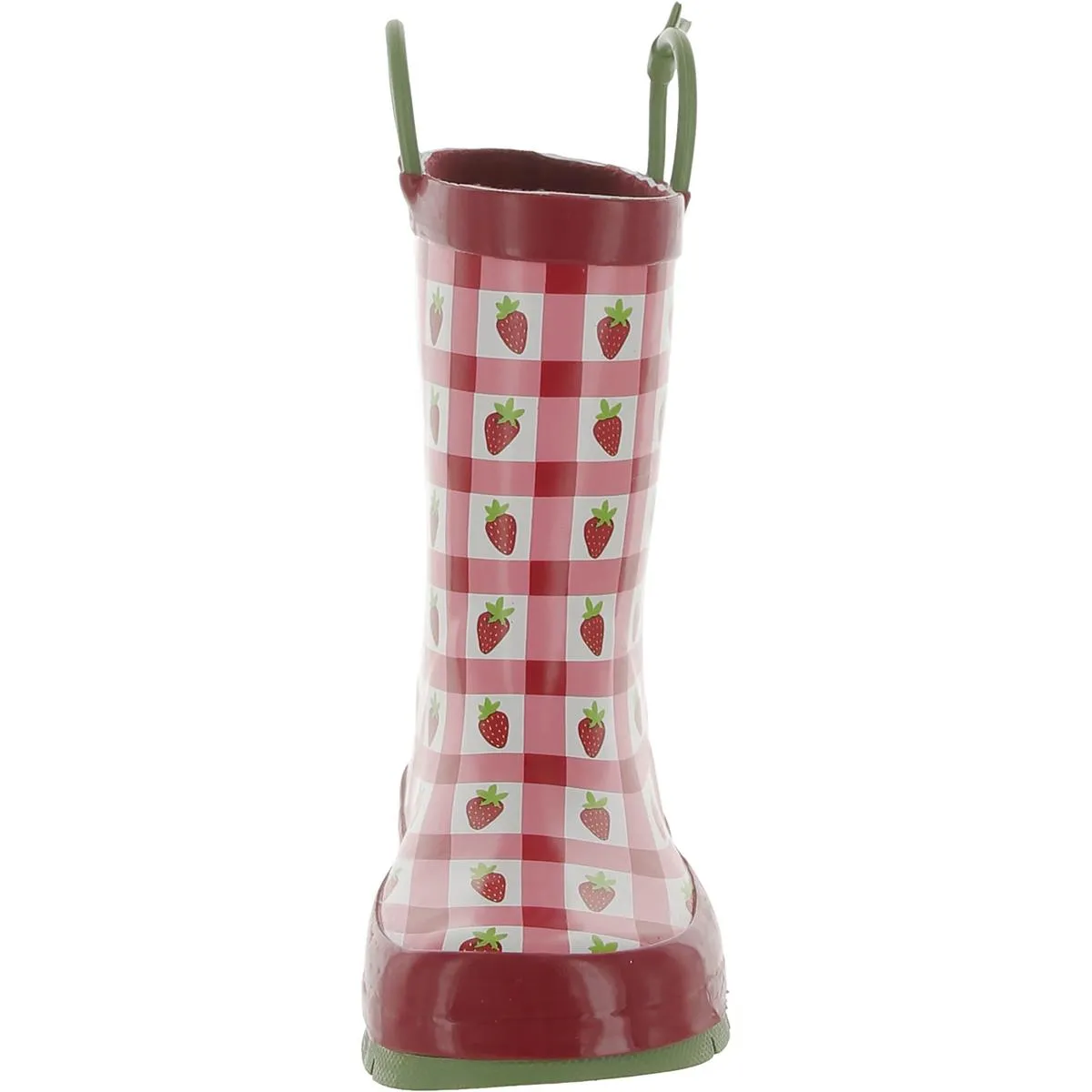 Gingham Strawberry Girls Printed Pull On Rain Boots