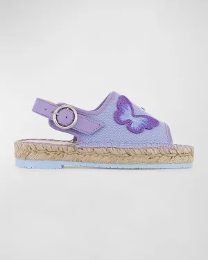 Girl's Butterfly Embroidered Espadrille Sandals