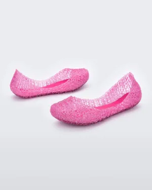 Girl's Campana Papel Flat In Pink Glitter