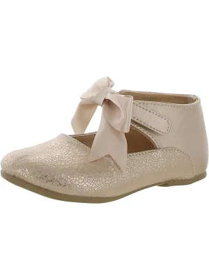 Girls Faux Leather Metallic Ballet Flats