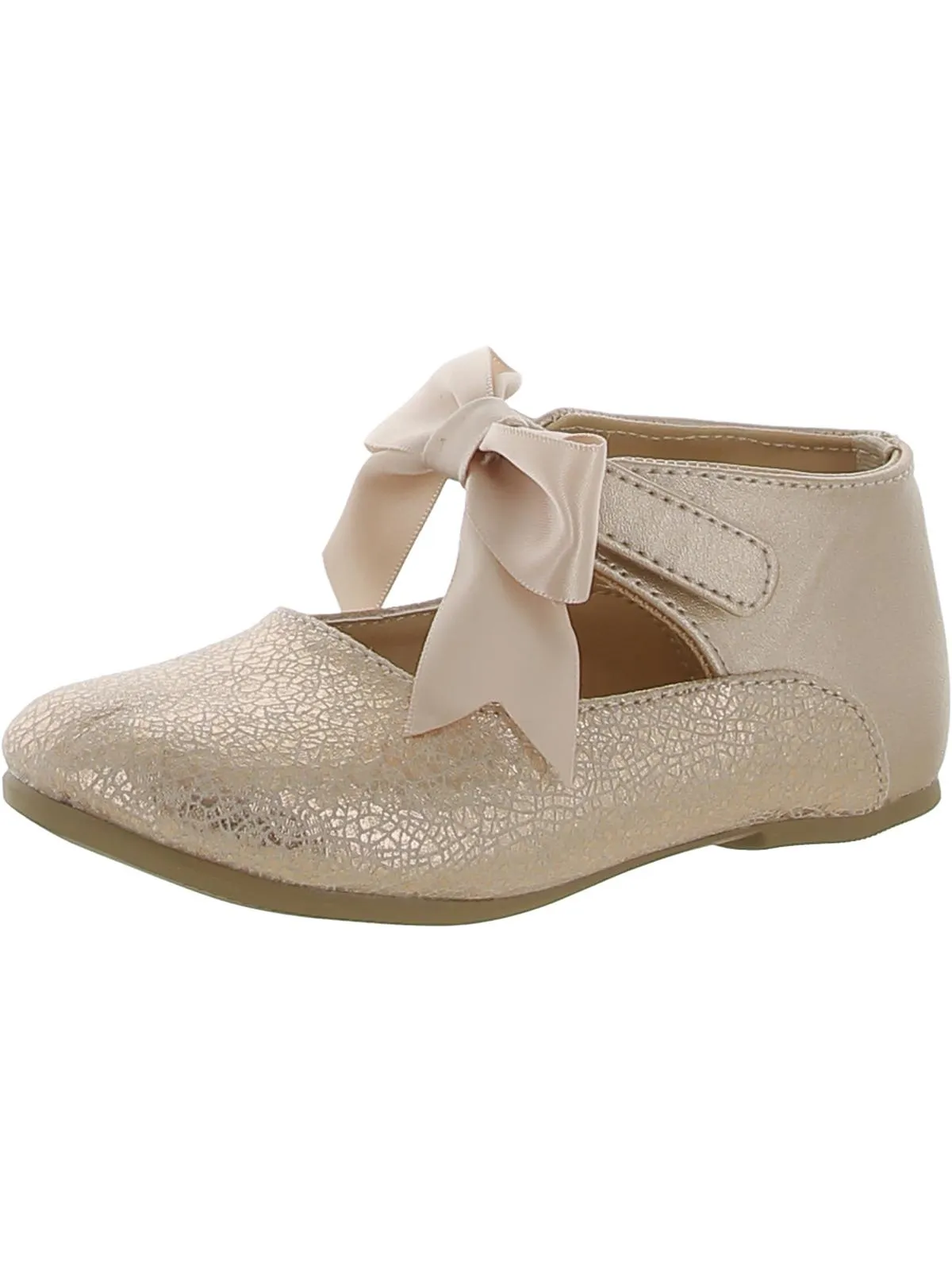 Girls Faux Leather Metallic Ballet Flats