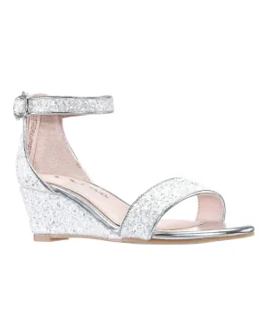 Girl's Kristina Sandal In White Chunky Glitter