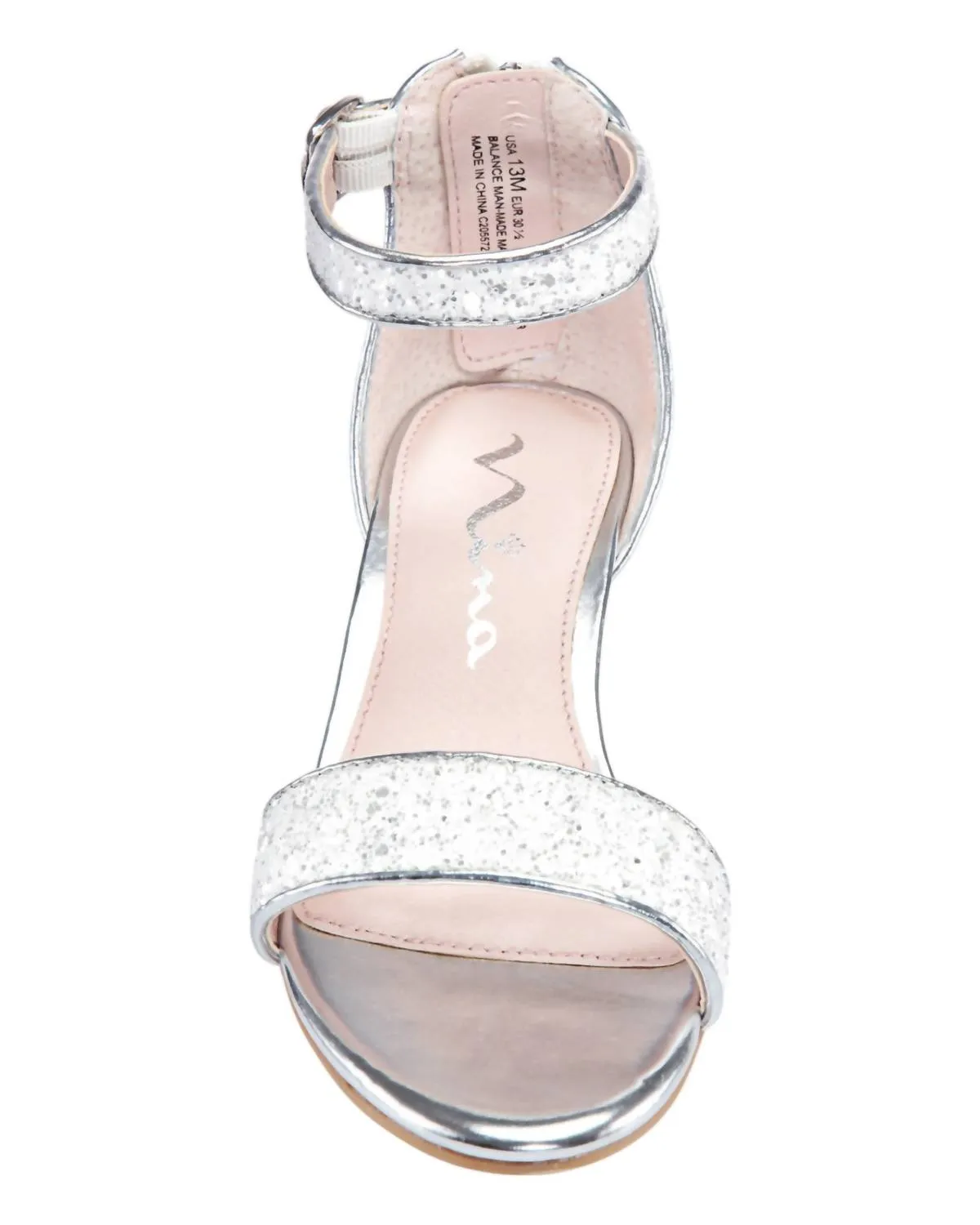 Girl's Kristina Sandal In White Chunky Glitter