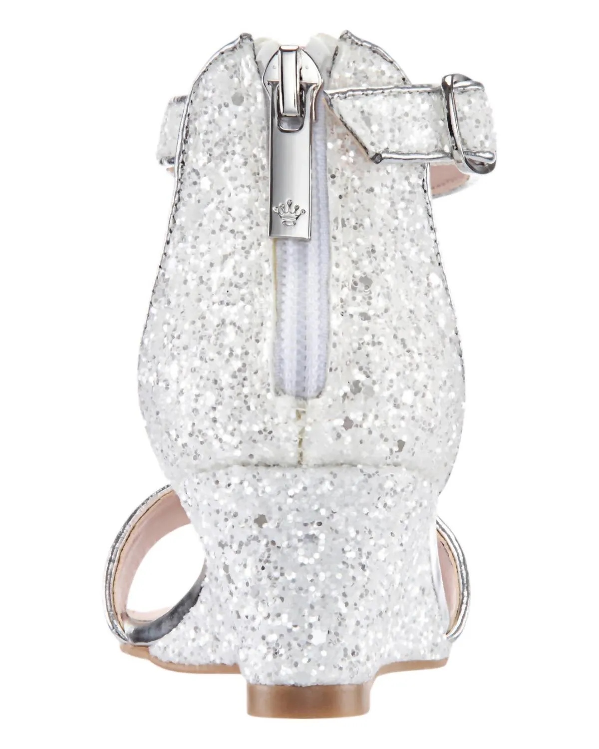 Girl's Kristina Sandal In White Chunky Glitter