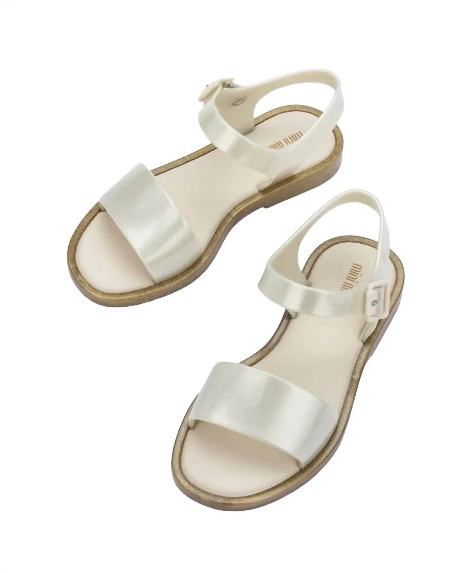Girl's Mar Sandal In White Glitter