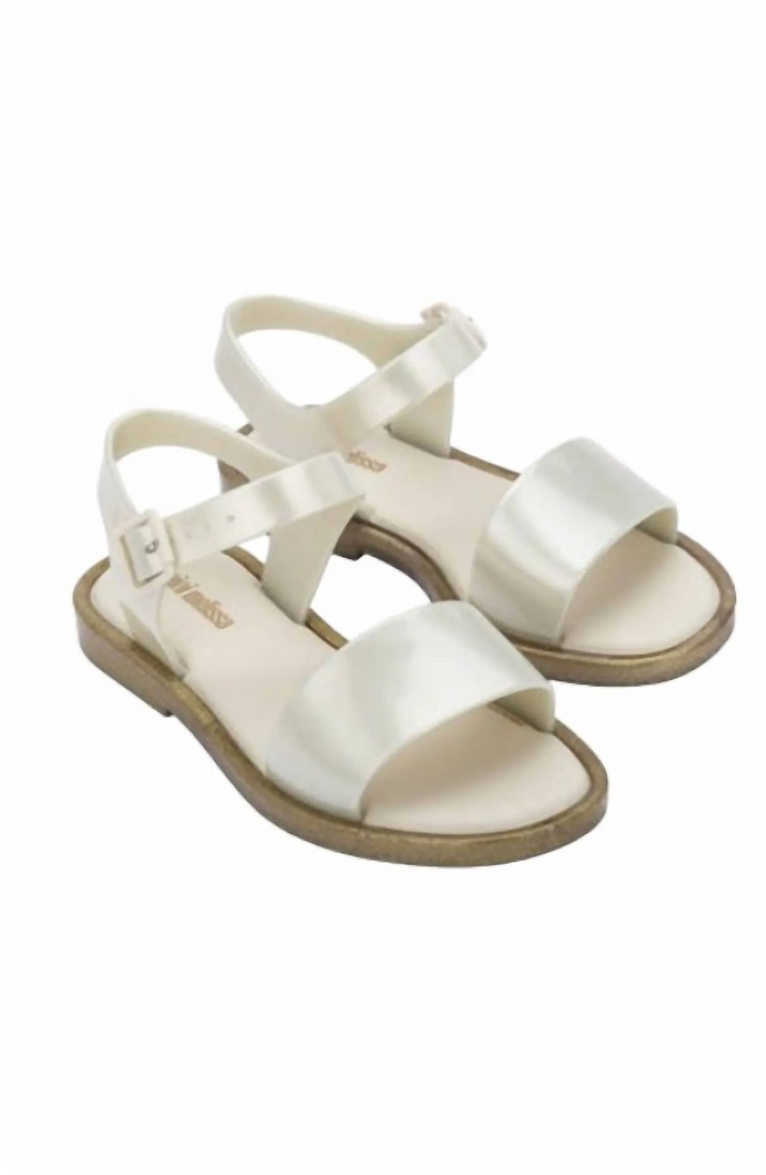 Girl's Mar Sandal In White Glitter