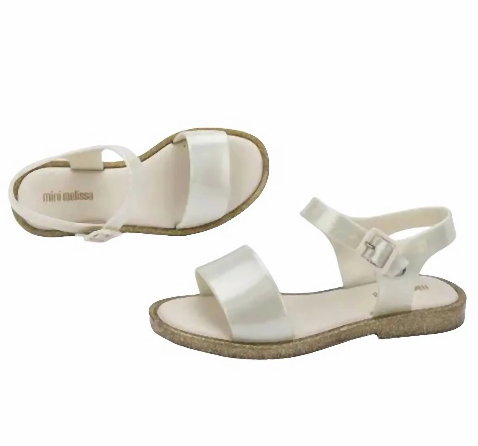 Girl's Mar Sandal In White Glitter